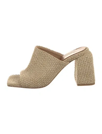 Pre-owned Dear Frances Raffia Slides In Neutrals