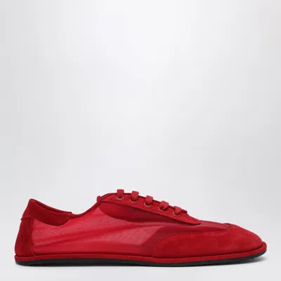 Dear Frances Red Sneakers In Semi-sheer Mesh And Suede In Multi