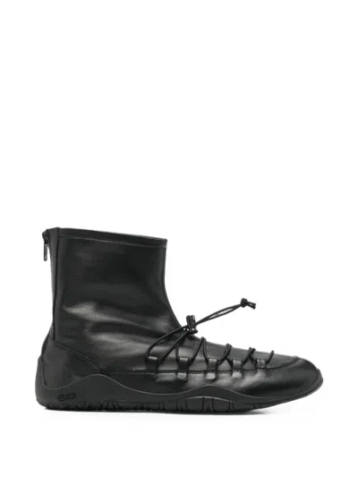 Dear Frances Scuba Lace-up Ankle Boots In Black
