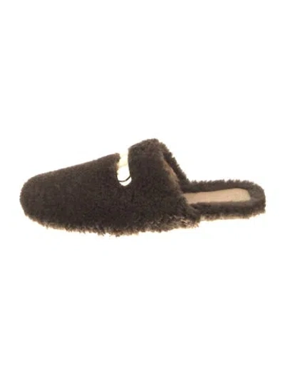 Pre-owned Dear Frances Shearling Mules In Brown