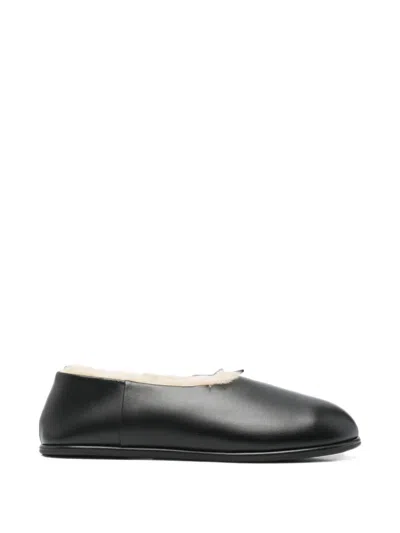 Dear Frances Shearling-lined Leather Slippers In Black