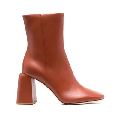 Dear Frances Imani 100mm Leather Ankle Boots In Brown