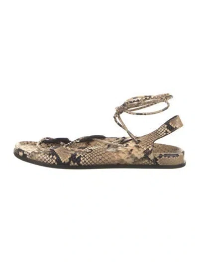 Pre-owned Dear Frances Snakeskin Animal Print Sandals In Orange