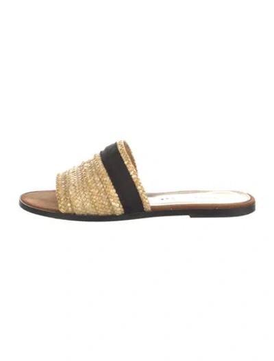Pre-owned Dear Frances Straw Slides In Black