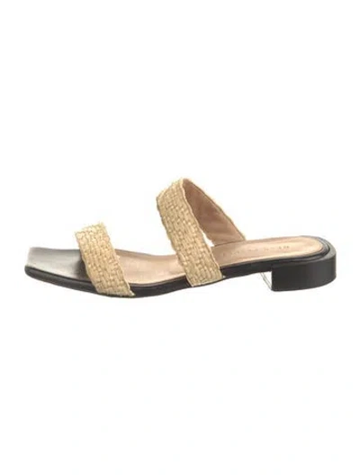 Pre-owned Dear Frances Straw Slides In Neutrals
