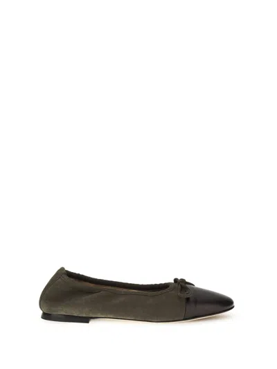 Dear Frances Suede And Leather Ballet Flat In Gray