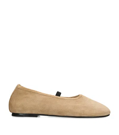 Dear Frances Suede Balla Ballet Flats In Neutral