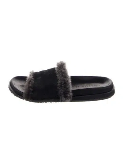 Pre-owned Dear Frances Suede Slides In Black