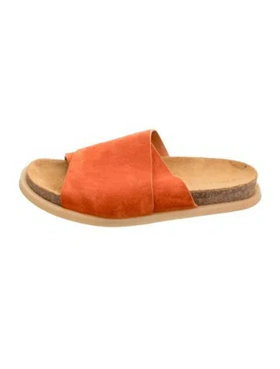 Pre-owned Dear Frances Suede Slides In Orange