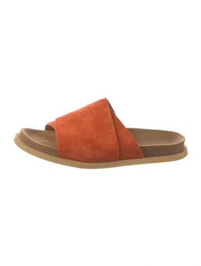 Pre-owned Dear Frances Suede Slides In Orange
