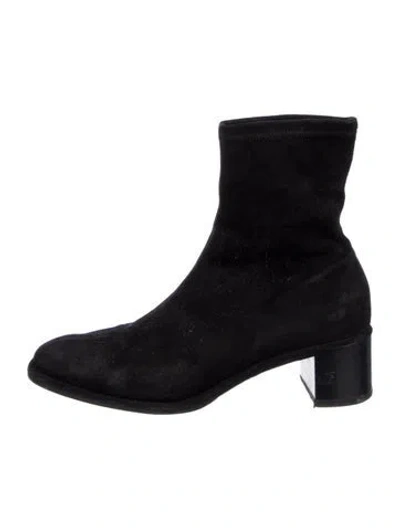 Pre-owned Dear Frances Suede Sock Boots In Black