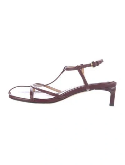 Pre-owned Dear Frances Suede T-strap Sandals In Purple