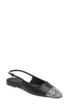 Dear Frances Tia Slingback Flat In Black W/crystals