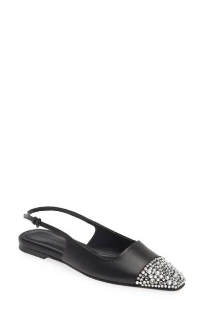 Dear Frances Tia Slingback Flat In Black W/crystals