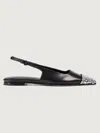 Dear Frances Tia Slingback Flat In Black W,crystals