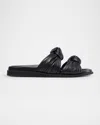 Dear Frances Calf Leather Flip Flops In Black