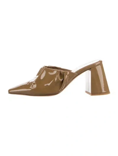 Pre-owned Dear Frances Vintage Patent Leather Mules In Brown