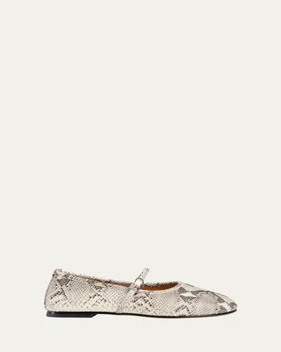 Dear Frances Winter Balla Snakeskin-print Leather Ballet Flats In Python