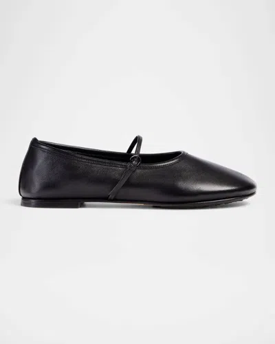 Dear Frances Women's Balla Strap Leather Ballerina Flat Shoes In Black
