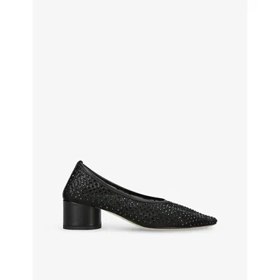 DEAR FRANCES WOMENS BLACK BALLA PUMP 55 CRYSTAL MESH HEELED COURTS EUR 37 / 4 UK