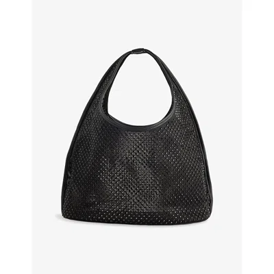 Dear Frances Womens Black Crystal-embellished Mini Mesh Tote Bag