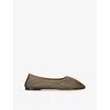 Dear Frances Balla Crystal-embellished Mesh Ballet Flats