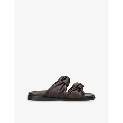 Dear Frances Womens Dark Brown Tye Leather Slides Eur 41 / 8 Uk