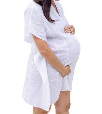 Dear Georgie Buttoned Kaftan In Swiss Dot In Multi