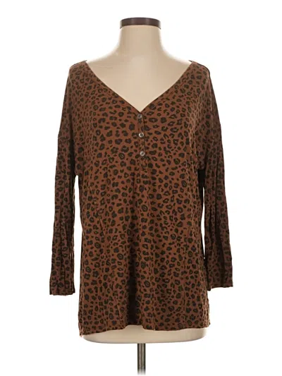 Pre-owned Dear John 3/4 Sleeve Blouse In Brown