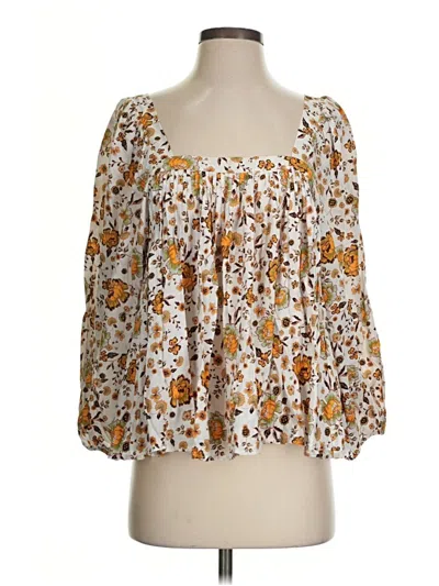 Pre-owned Dear John 3/4 Sleeve Blouse In Brown