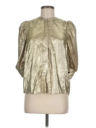 Pre-owned Dear John 3/4 Sleeve Blouse In Gold