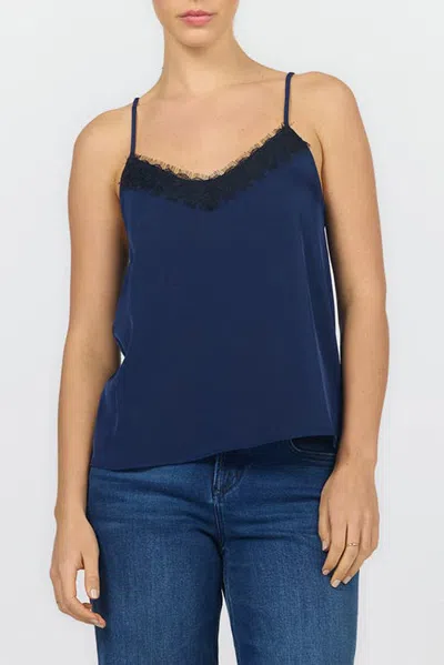 Dear John Alexandria Lace Trim Satin Tank In Blue