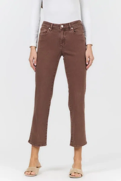 Dear John Anika Mid Rise Ankle Straight Jeans In Brown