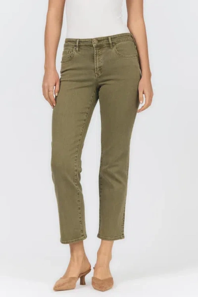Dear John Anika Mid Rise Ankle Straight Jeans In Green
