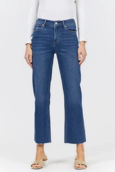 Dear John Anika Mid Rise Raw Hem Ankle Straight Jeans In Blue