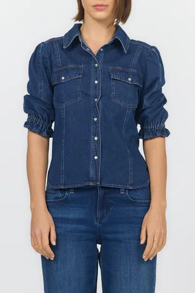 Dear John Antonia Snap Closure Gathered Sleeve Shirt In Blue