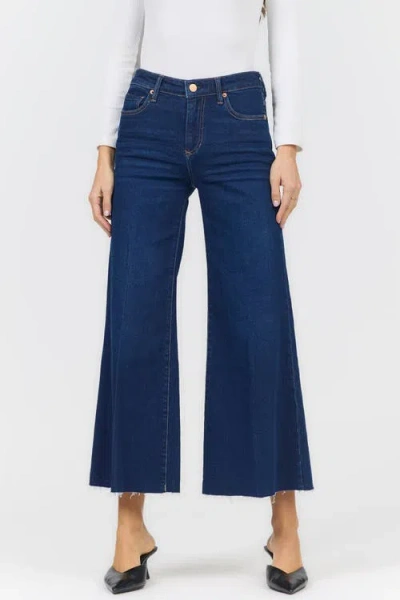 Dear John Bowie High Waist Raw Hem Wide Leg Jeans In Blue