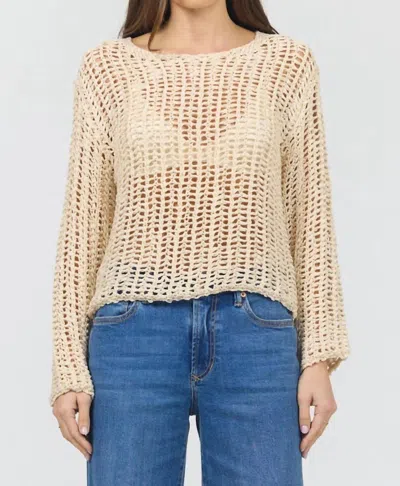 Dear John Denim Adela Open Knit Sweater In Light Beige In Brown