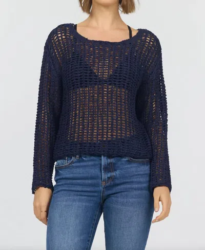 Dear John Denim Adele Crochet Knit Top In Navy In Blue