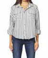 Dear John Denim Adrianna Novelty Shirt In Dark Blue Stripe In Multi