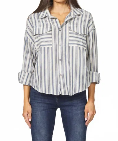 Dear John Denim Adrianna Novelty Shirt In Dark Blue Stripe In Multi