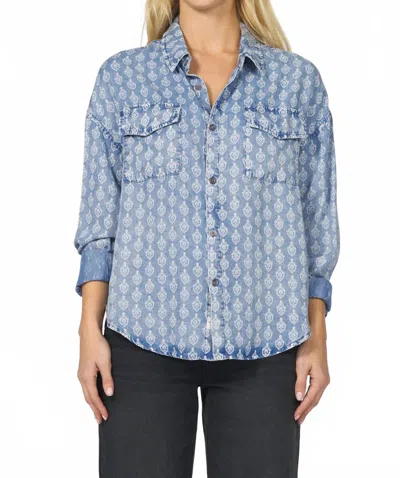 Dear John Denim Adrianna Novelty Shirt In Tulip Crest In Blue