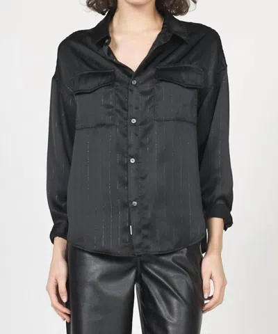 Dear John Denim Adrianna Stripe Button Down Shirt In Black In Pattern