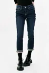 Dear John Denim Aiden Slim Girlfriend Denim Jeans In Dark Blue