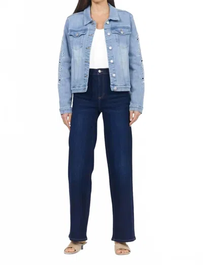 Dear John Denim Ainsley Embroidered Denim Jacket In Crystal Chalk Embroidery In Blue