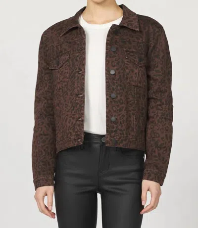 Dear John Denim Ainsley Novelty Denim Jacket In Brown Leopard In Yellow