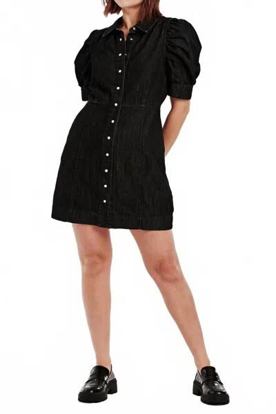 Dear John Denim Albany Button Up Short Sleeve Collared Dress In Black Iris