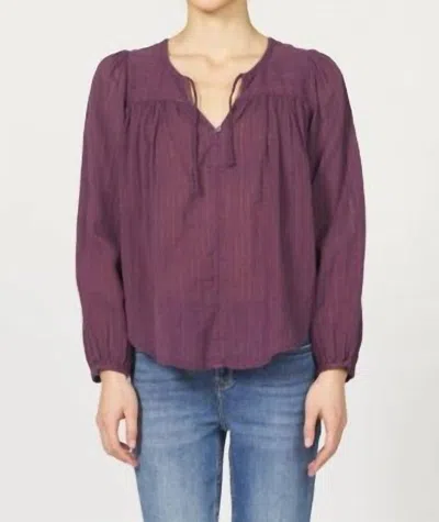 Dear John Denim Alessia Long Sleeve Blouse In Fig In Blue