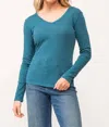 Dear John Denim Alina Relaxed Fit Basic Top In Deep Teal In Blue