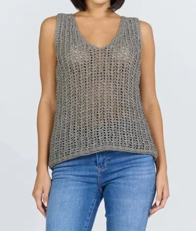 Dear John Denim Alyssa Crochet Knit Top In Stone In Gray